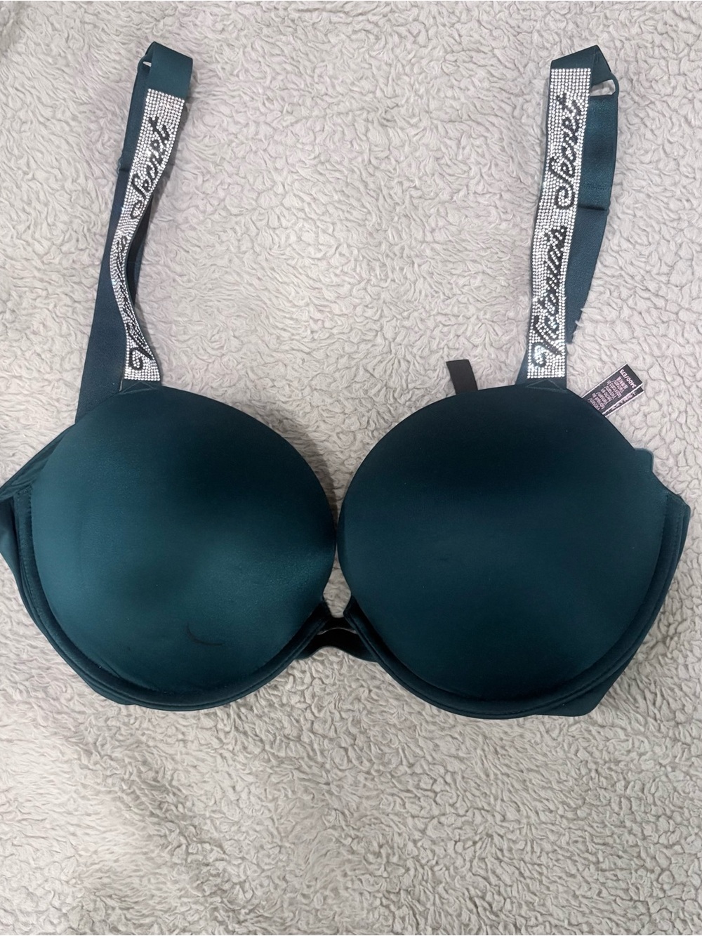 Victoria's Secret Dark Teal T-Shirt Bra with Embellished Straps 34DD